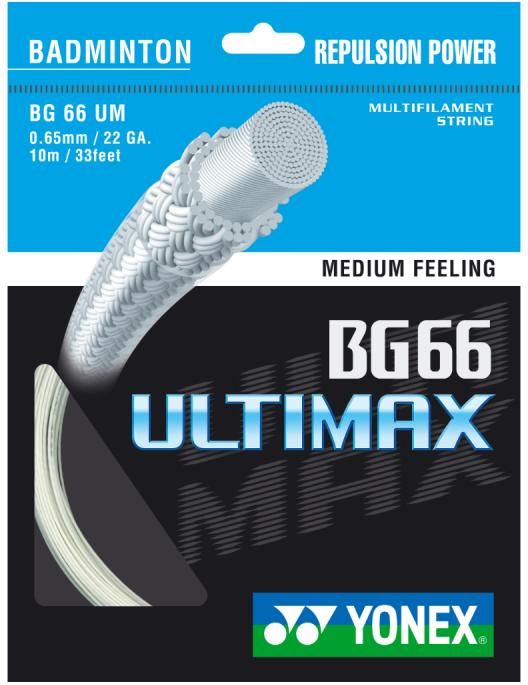 Badminton struna Yonex BG 66 ULTIMAX 10m Bela