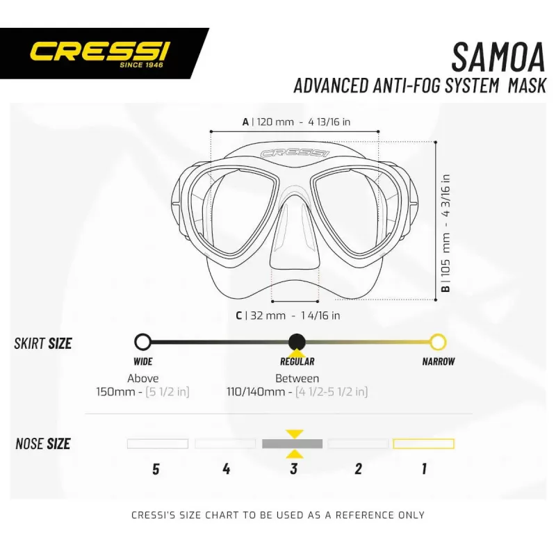 CRESSI maska za ozke obraze Samoa aqua modra